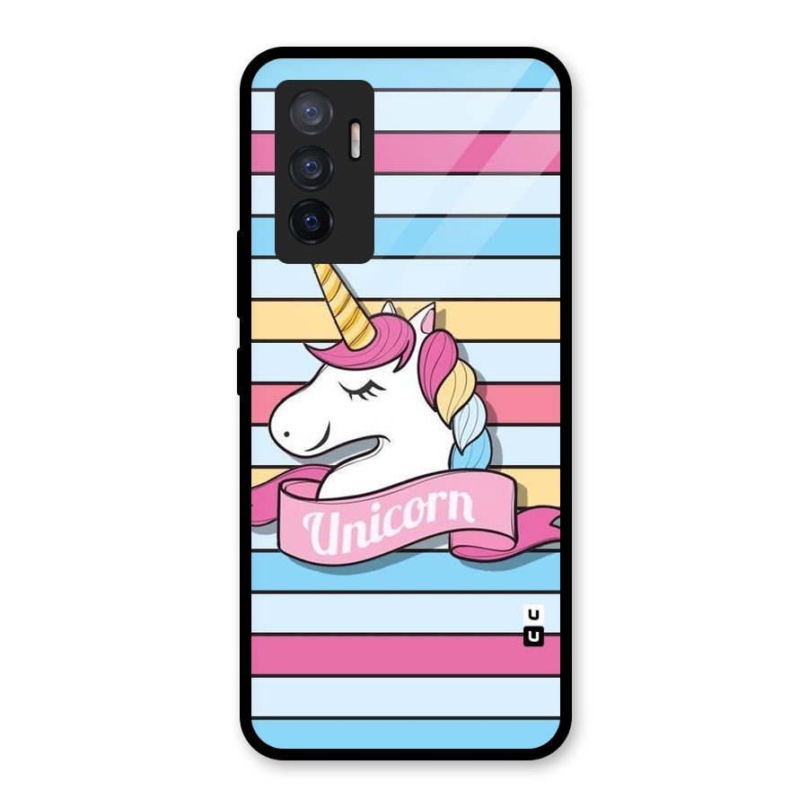 Unicorn Stripes Glass Back Case for Vivo V23e