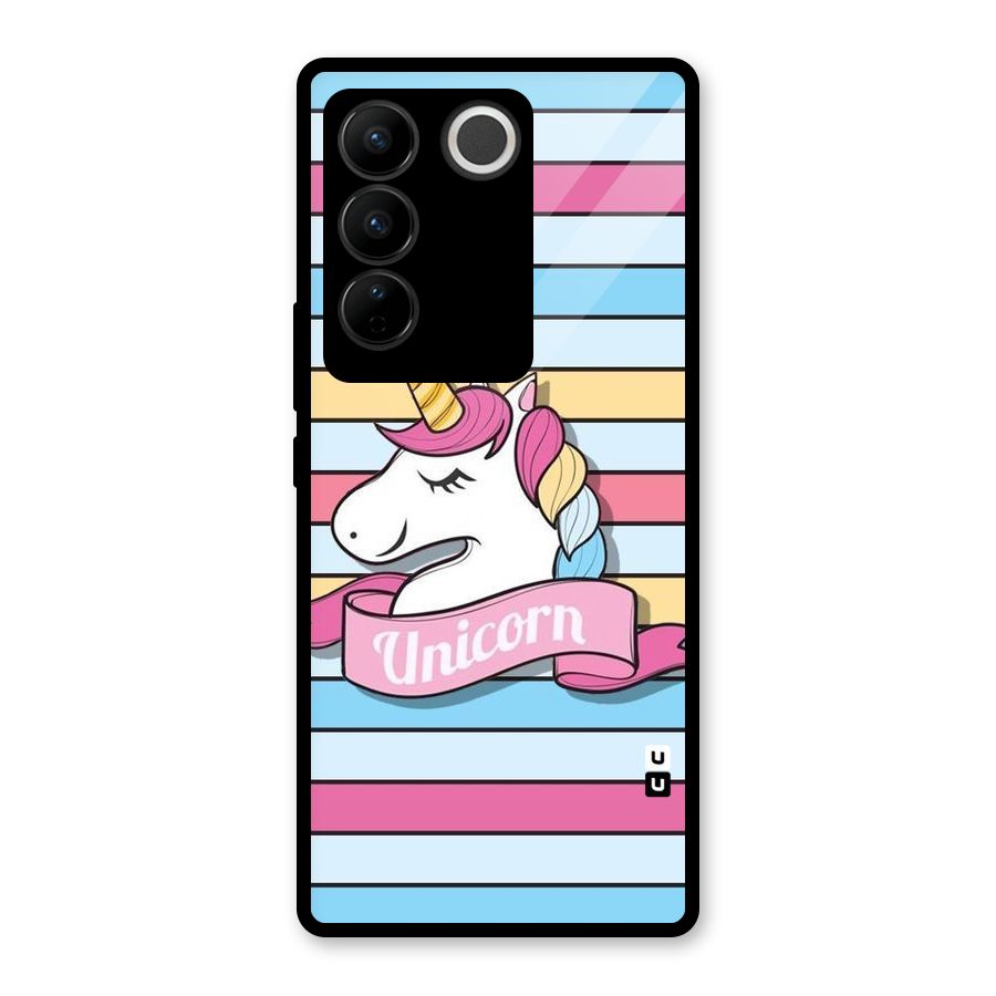 Unicorn Stripes Glass Back Case for Vivo V27 Pro