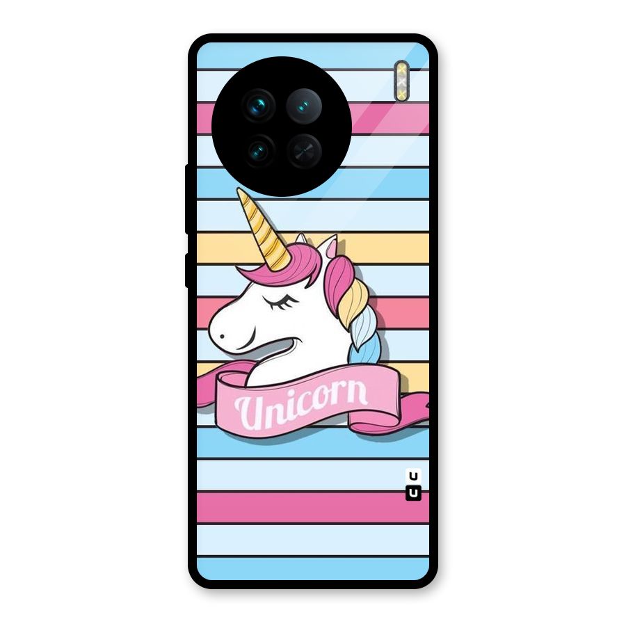 Unicorn Stripes Glass Back Case for Vivo X90