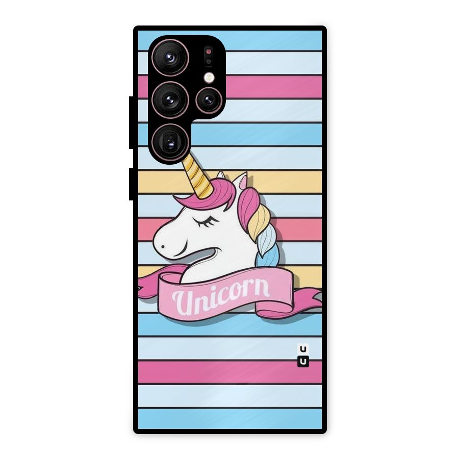 Unicorn Stripes Metal Back Case for Galaxy S22 Ultra 5G
