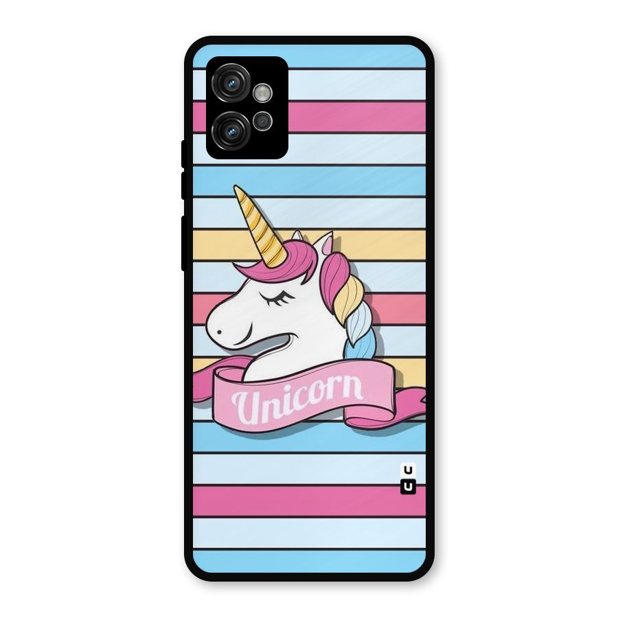 Unicorn Stripes Metal Back Case for Moto G32