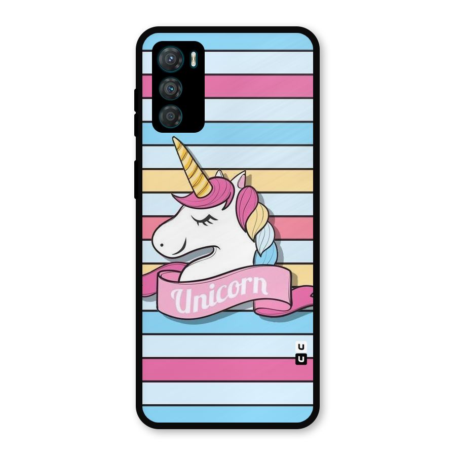 Unicorn Stripes Metal Back Case for Moto G42