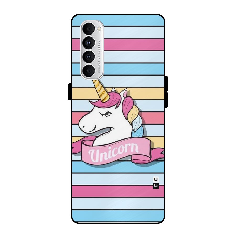 Unicorn Stripes Metal Back Case for Oppo Reno4 Pro