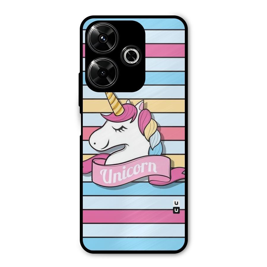 Unicorn Stripes Metal Back Case for Poco M6 Plus