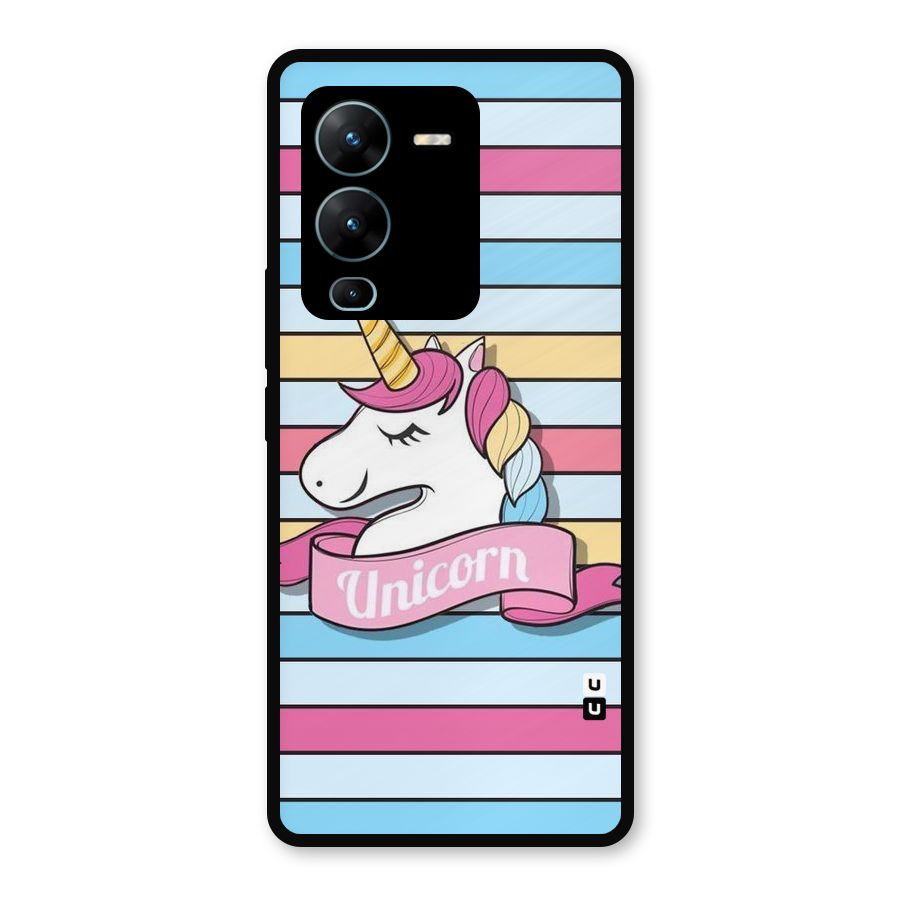 Unicorn Stripes Metal Back Case for Vivo V25 Pro