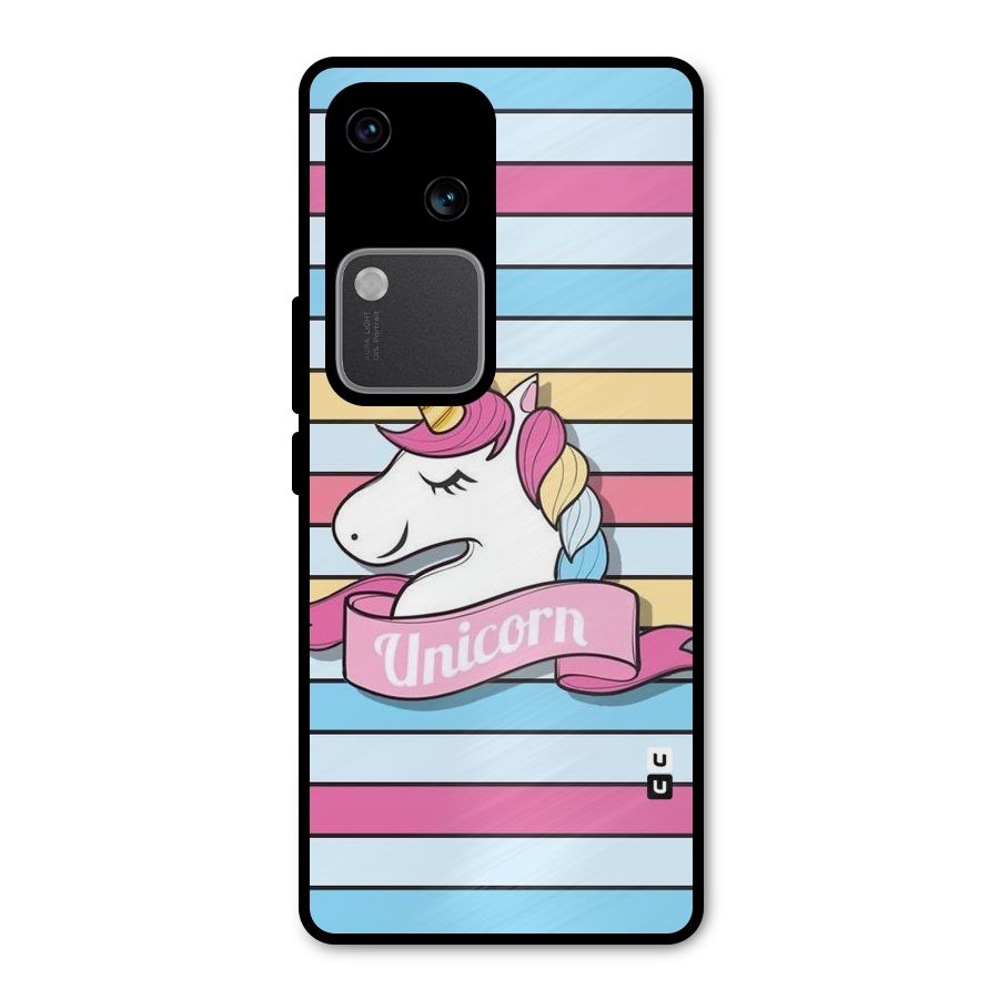 Unicorn Stripes Metal Back Case for Vivo V30 Pro