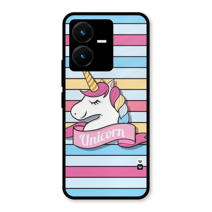 Unicorn Stripes Metal Back Case for Vivo Y22s