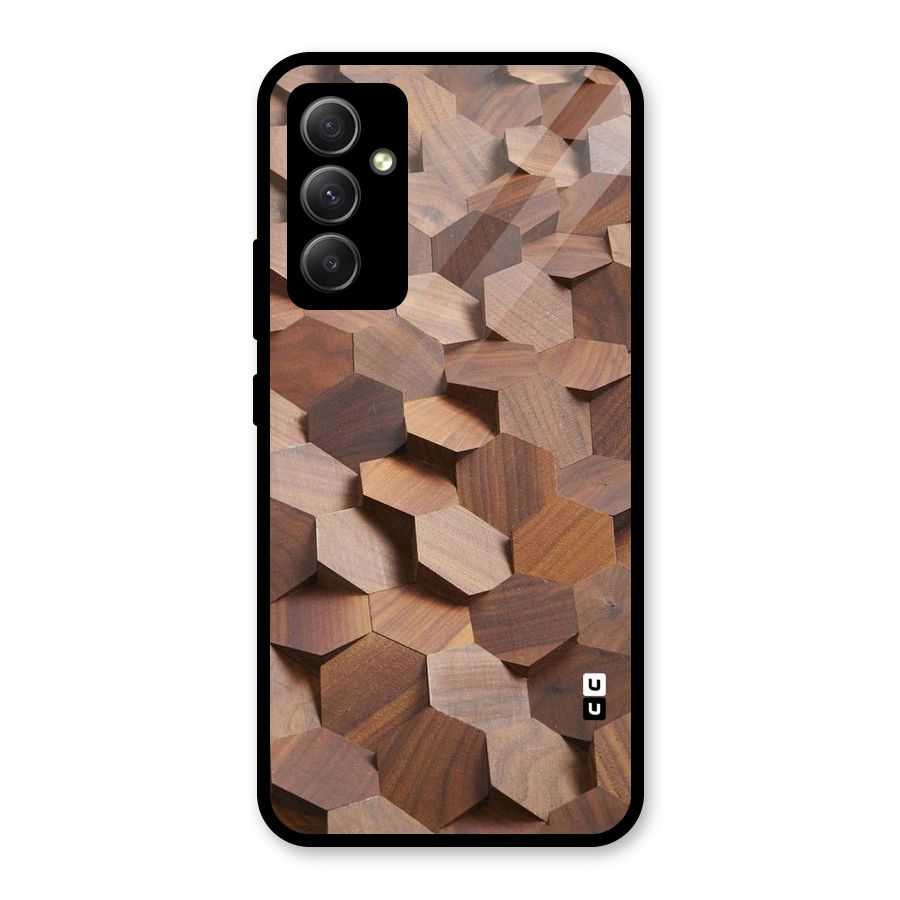 Uplifted Wood Hexagons Glass Back Case for Galaxy A34