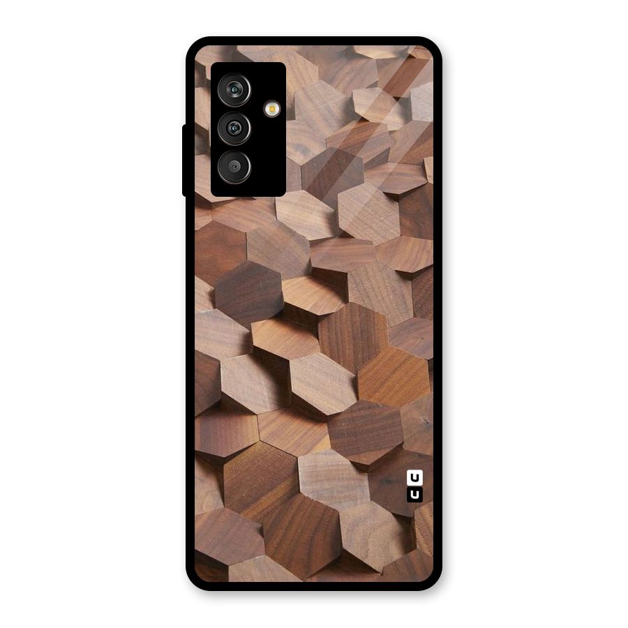 Uplifted Wood Hexagons Glass Back Case for Galaxy M13