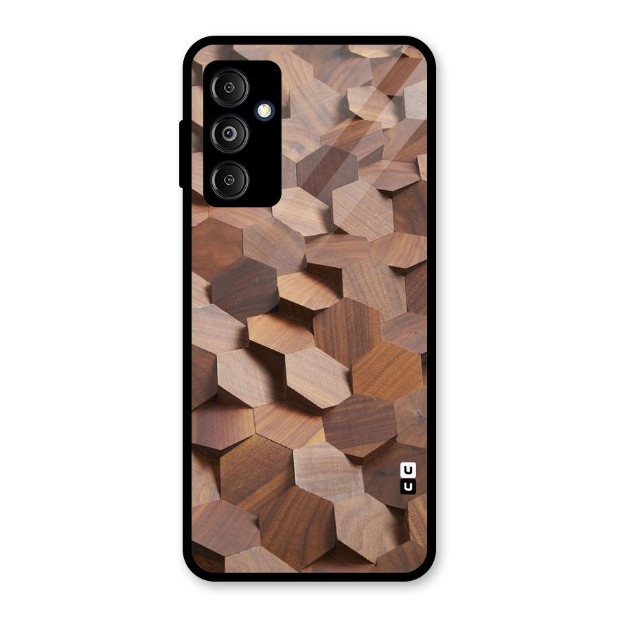 Uplifted Wood Hexagons Glass Back Case for Galaxy M14 5G