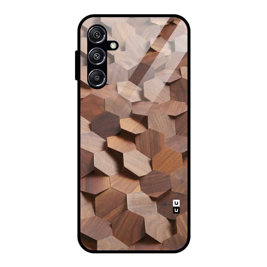 Uplifted Wood Hexagons Glass Back Case for Galaxy M34 5G