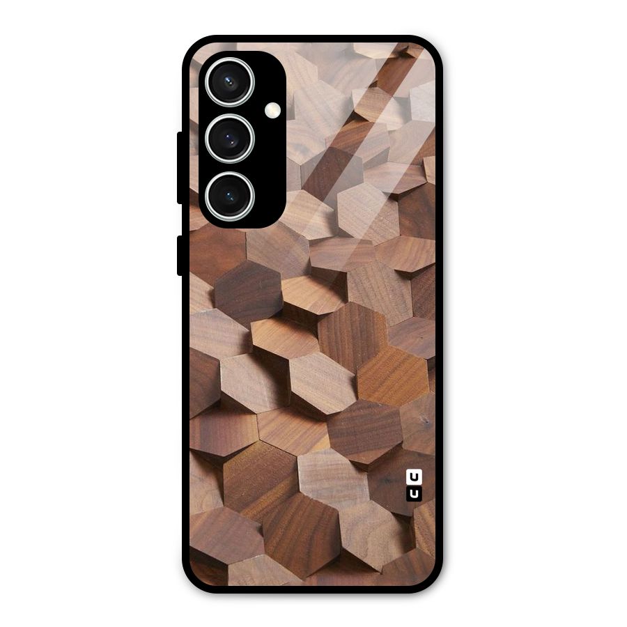 Uplifted Wood Hexagons Glass Back Case for Galaxy S23 FE