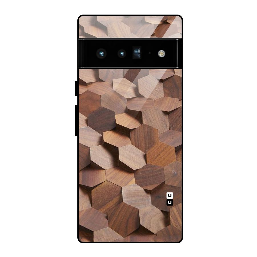 Uplifted Wood Hexagons Glass Back Case for Google Pixel 6 Pro