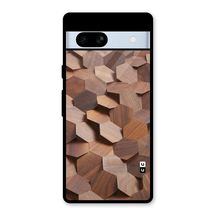 Uplifted Wood Hexagons Glass Back Case for Google Pixel 7a