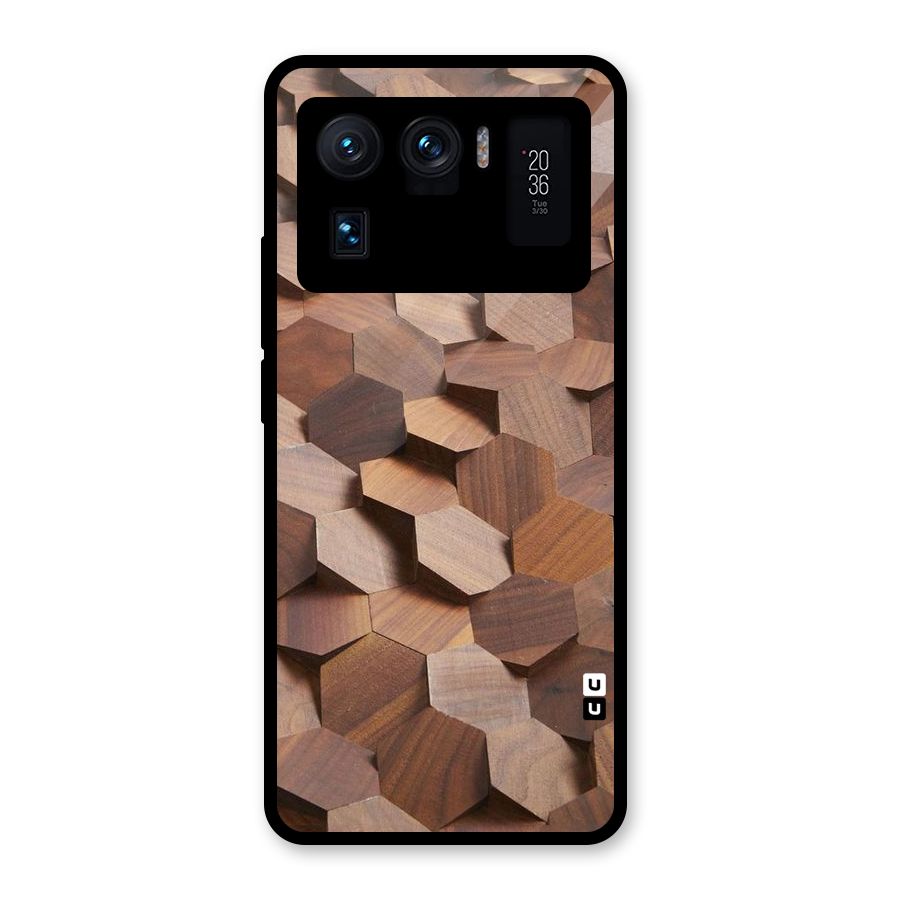 Uplifted Wood Hexagons Glass Back Case for Mi 11 Ultra