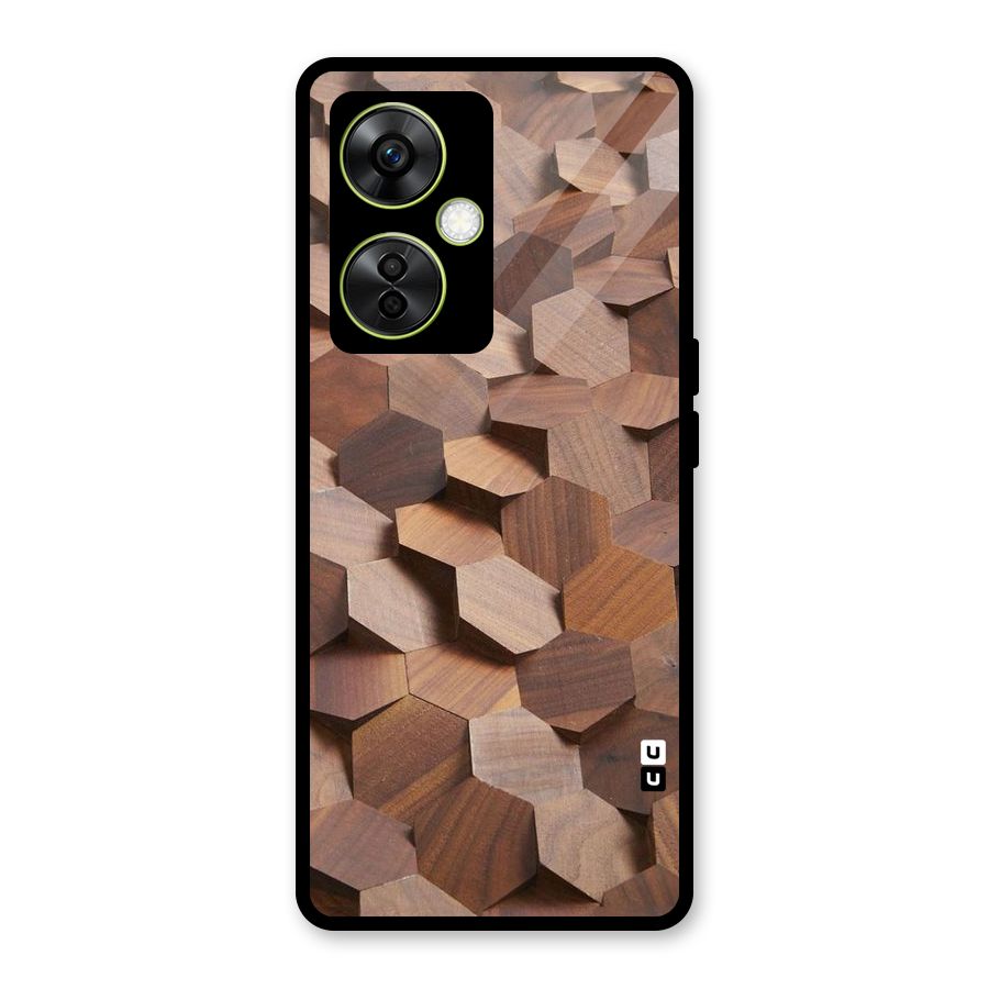 Uplifted Wood Hexagons Glass Back Case for OnePlus Nord CE 3 Lite