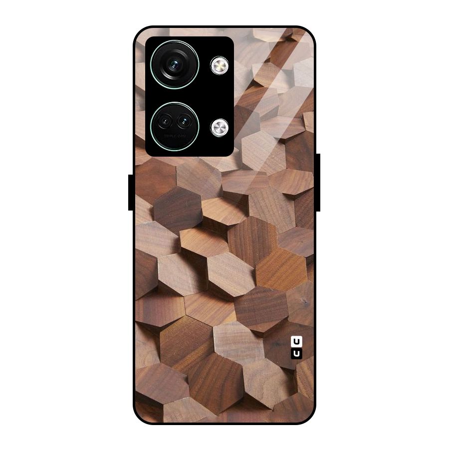 Uplifted Wood Hexagons Glass Back Case for Oneplus Nord 3