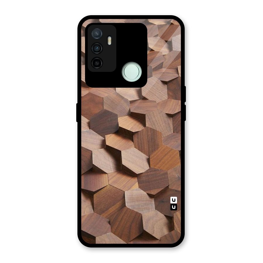 Uplifted Wood Hexagons Glass Back Case for Oppo A53