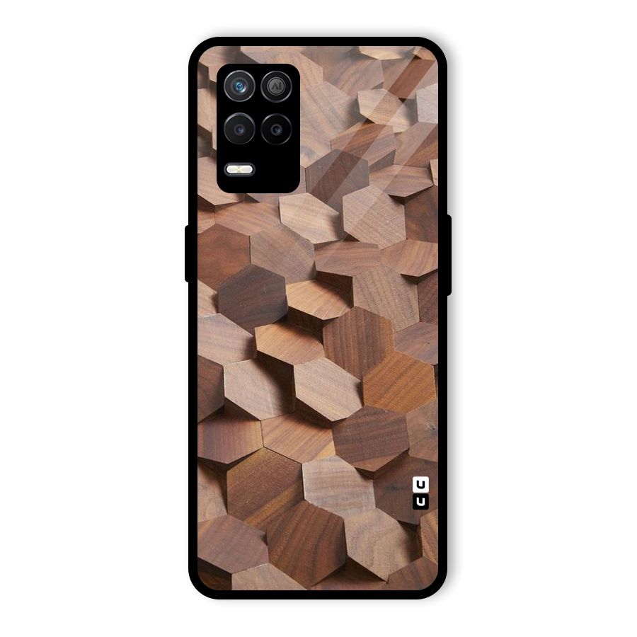 Uplifted Wood Hexagons Glass Back Case for Realme 8s 5G
