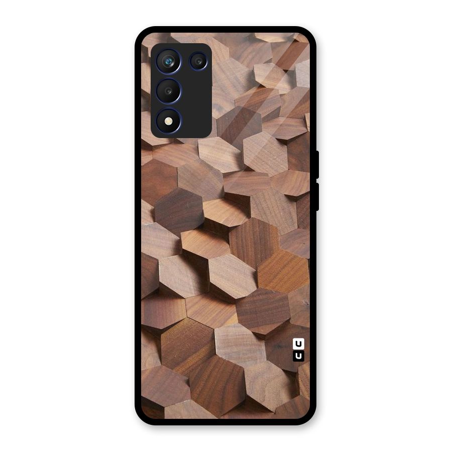 Uplifted Wood Hexagons Glass Back Case for Realme 9 5G Speed