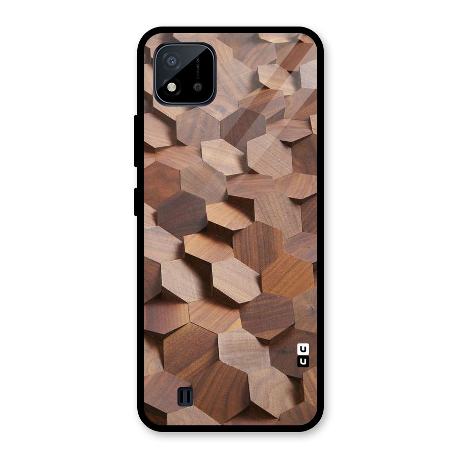 Uplifted Wood Hexagons Glass Back Case for Realme C11 2021