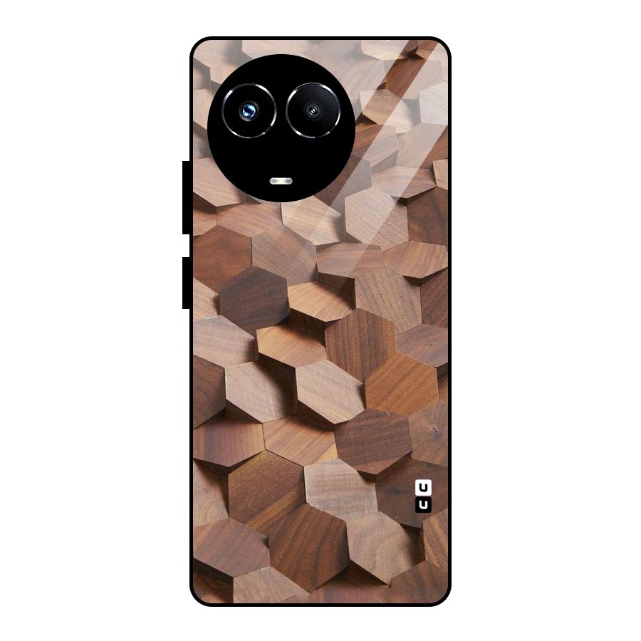 Uplifted Wood Hexagons Glass Back Case for Realme Narzo 60X