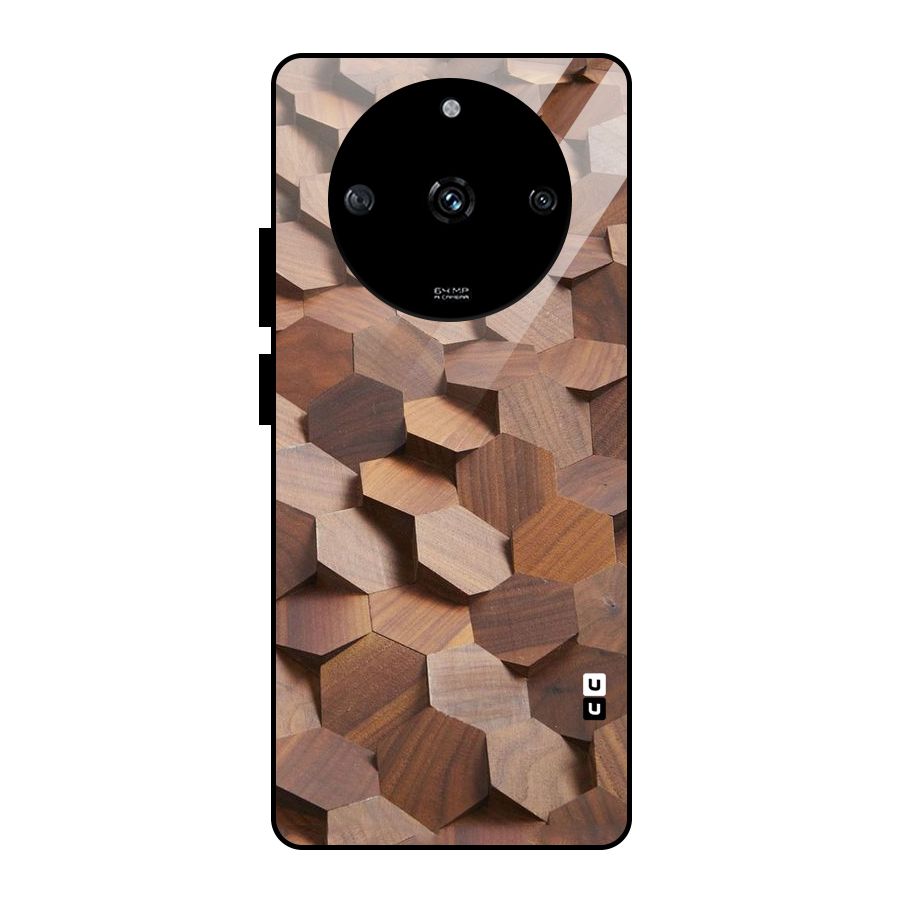 Uplifted Wood Hexagons Glass Back Case for Realme Narzo 60 5G