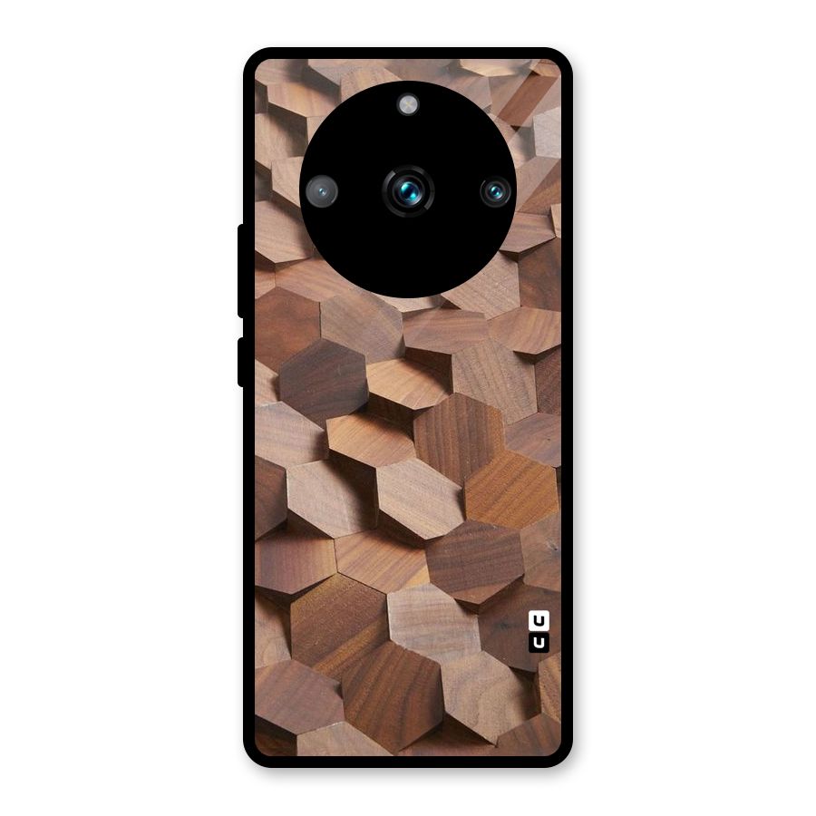 Uplifted Wood Hexagons Glass Back Case for Realme Narzo 60 Pro