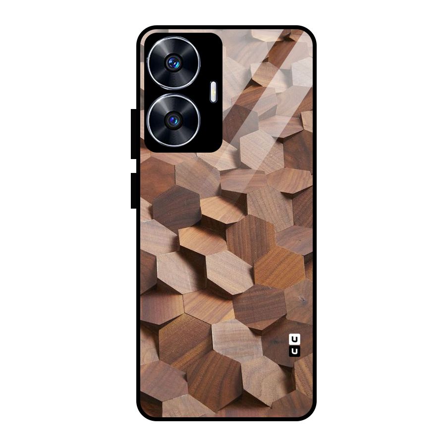 Uplifted Wood Hexagons Glass Back Case for Realme Narzo N55