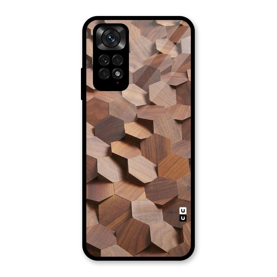Uplifted Wood Hexagons Glass Back Case for Redmi Note 11S