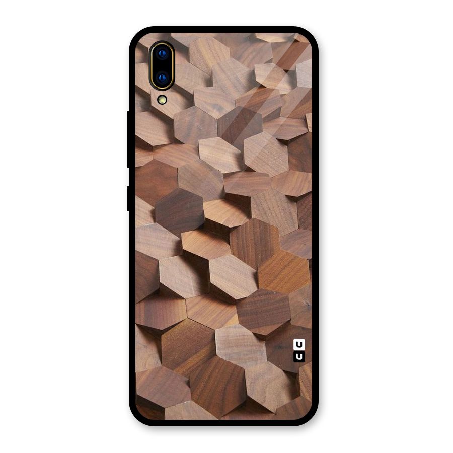 Uplifted Wood Hexagons Glass Back Case for Vivo V11 Pro