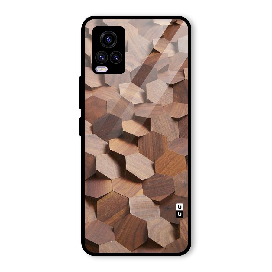 Uplifted Wood Hexagons Glass Back Case for Vivo V20 2021