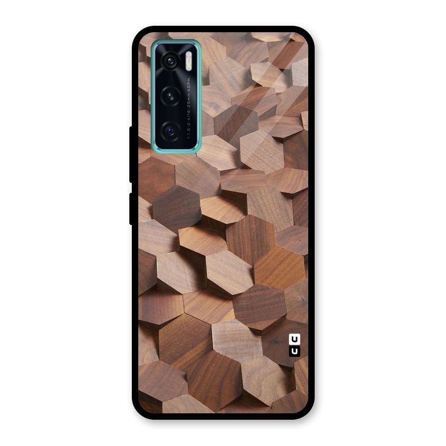 Uplifted Wood Hexagons Glass Back Case for Vivo V20 SE