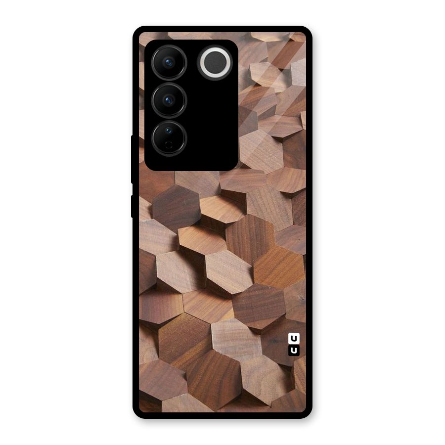 Uplifted Wood Hexagons Glass Back Case for Vivo V27