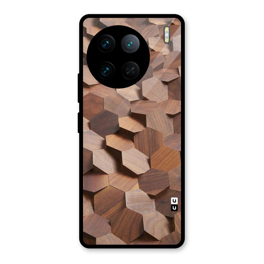 Uplifted Wood Hexagons Glass Back Case for Vivo X90 Pro