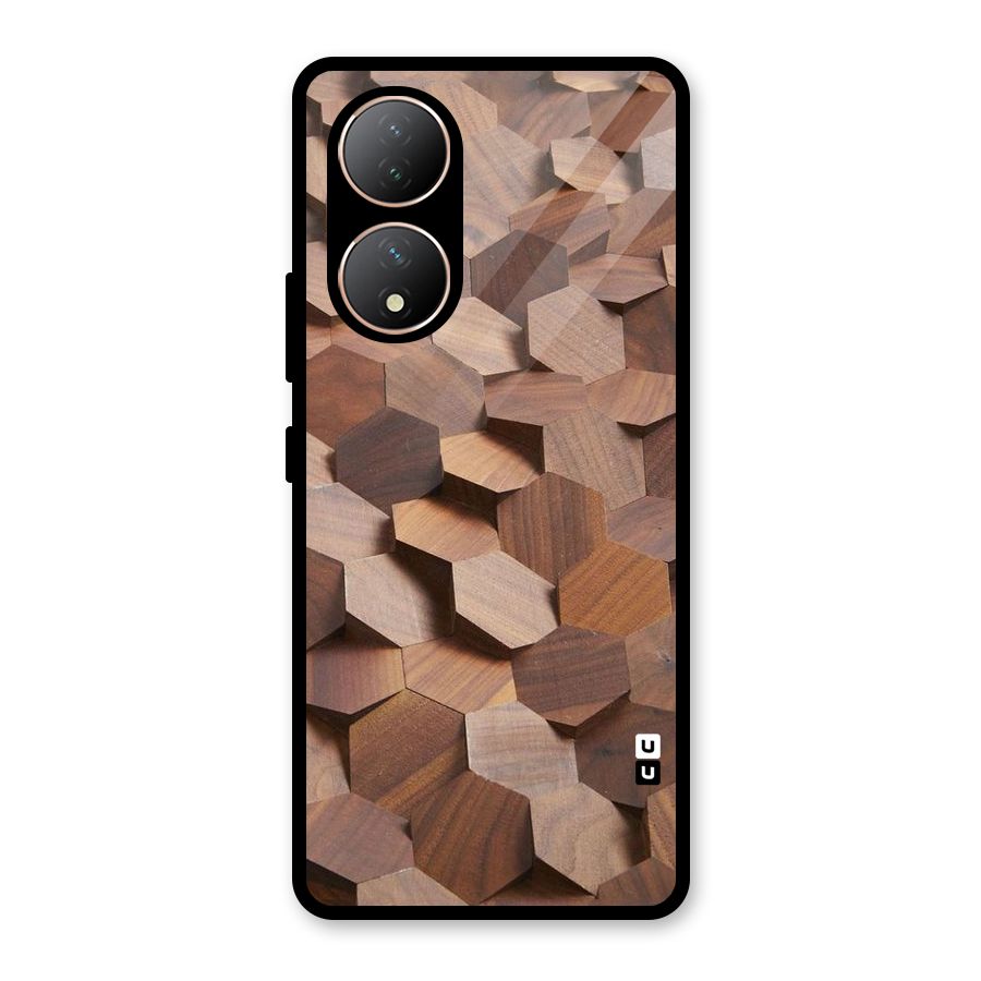 Uplifted Wood Hexagons Glass Back Case for Vivo Y100