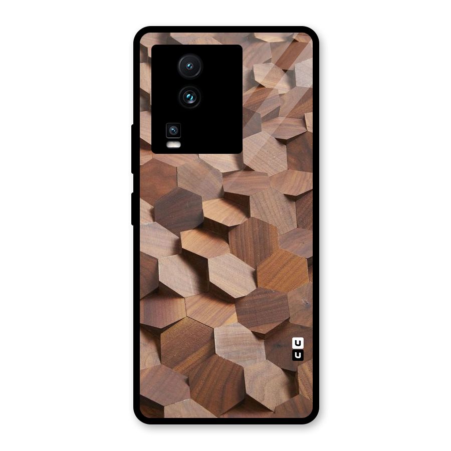 Uplifted Wood Hexagons Glass Back Case for Vivo iQOO Neo 7