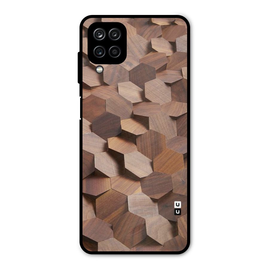 Uplifted Wood Hexagons Metal Back Case for Galaxy A12