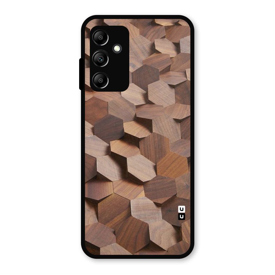 Uplifted Wood Hexagons Metal Back Case for Galaxy A14 5G