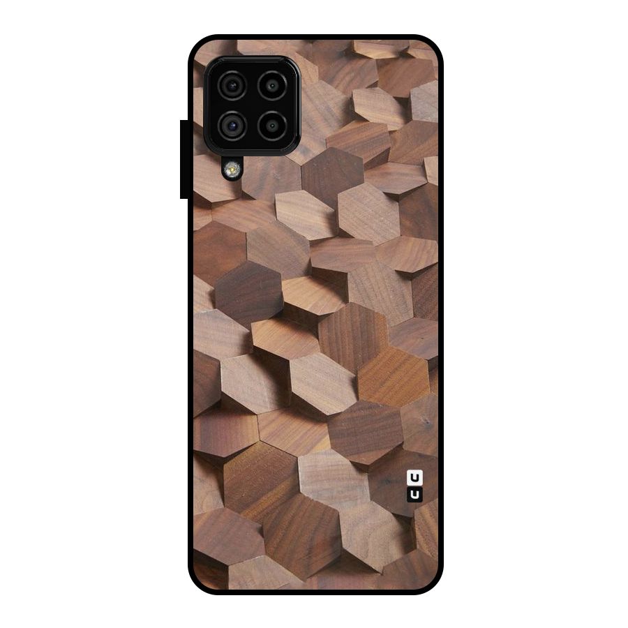 Uplifted Wood Hexagons Metal Back Case for Galaxy A22 4G