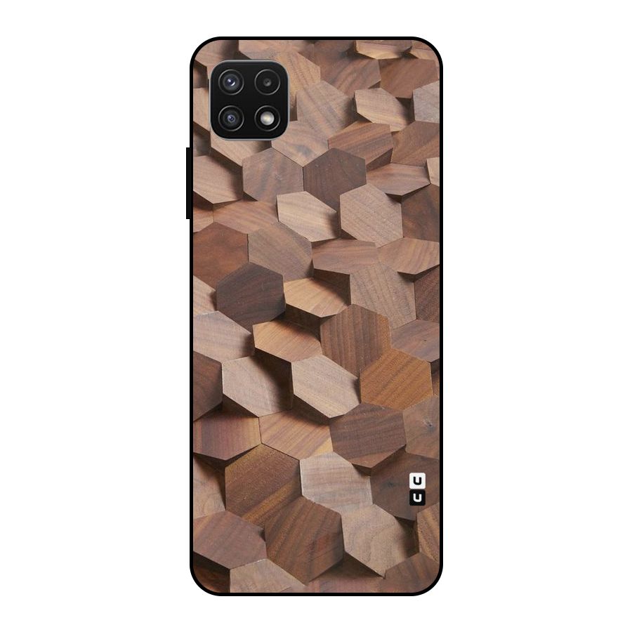Uplifted Wood Hexagons Metal Back Case for Galaxy A22 5G