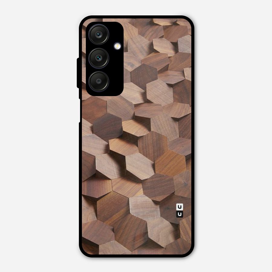 Uplifted Wood Hexagons Metal Back Case for Galaxy A25 5G