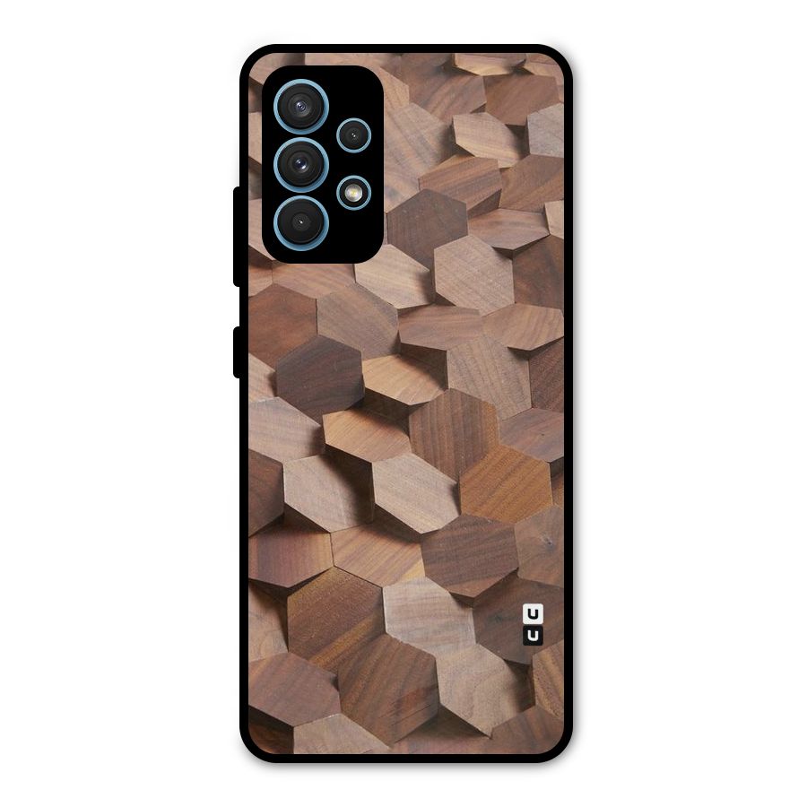 Uplifted Wood Hexagons Metal Back Case for Galaxy A32