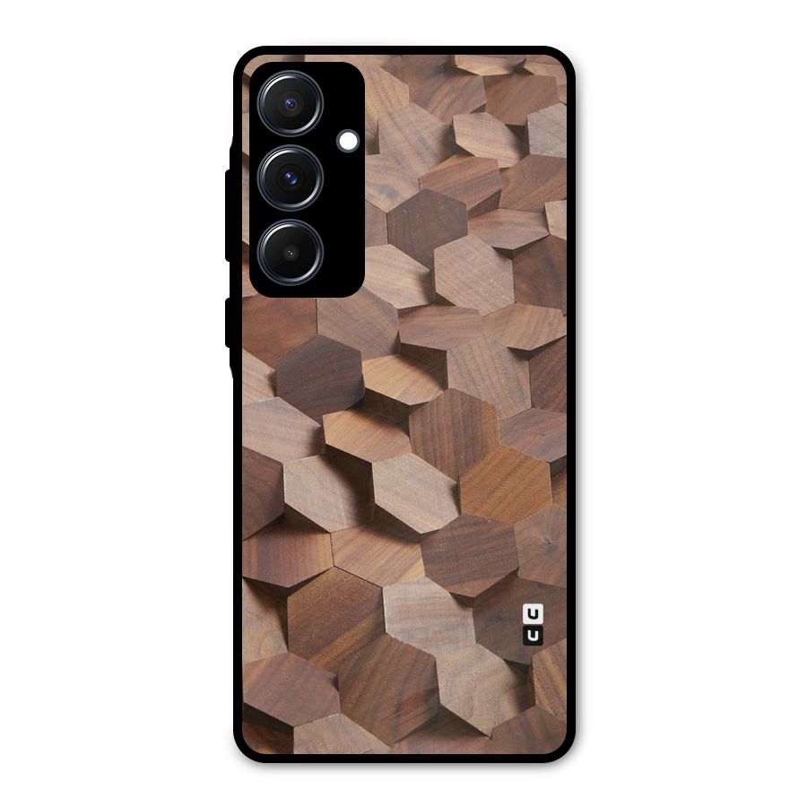 Uplifted Wood Hexagons Metal Back Case for Galaxy A55