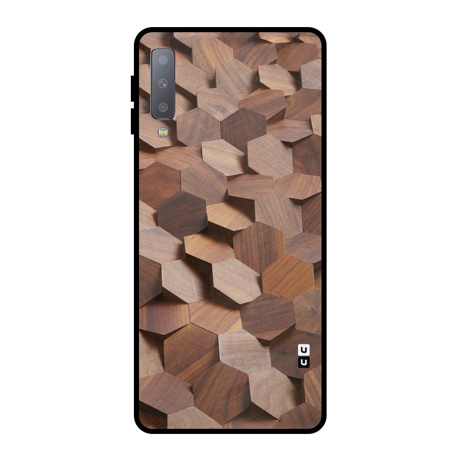 Uplifted Wood Hexagons Metal Back Case for Galaxy A7 (2018)