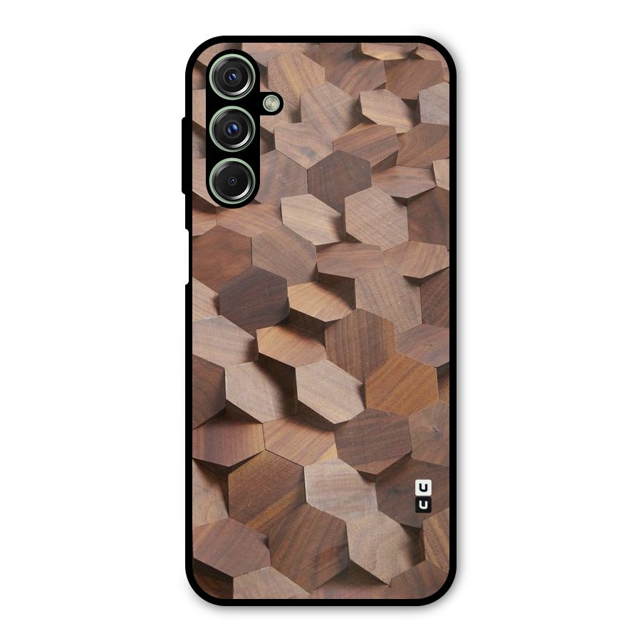 Uplifted Wood Hexagons Metal Back Case for Galaxy F34