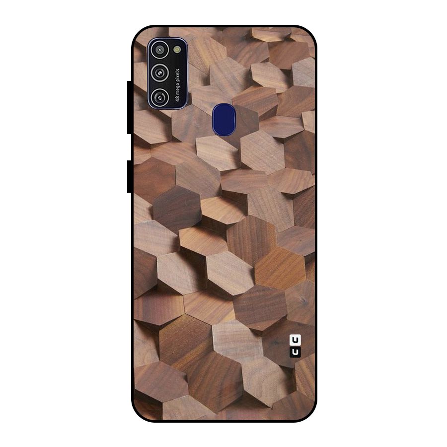 Uplifted Wood Hexagons Metal Back Case for Galaxy M30s