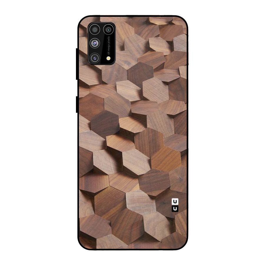 Uplifted Wood Hexagons Metal Back Case for Galaxy M31