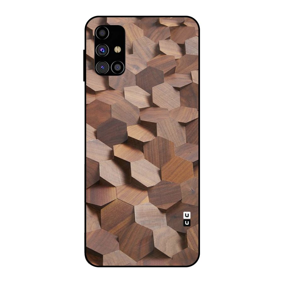 Uplifted Wood Hexagons Metal Back Case for Galaxy M31s