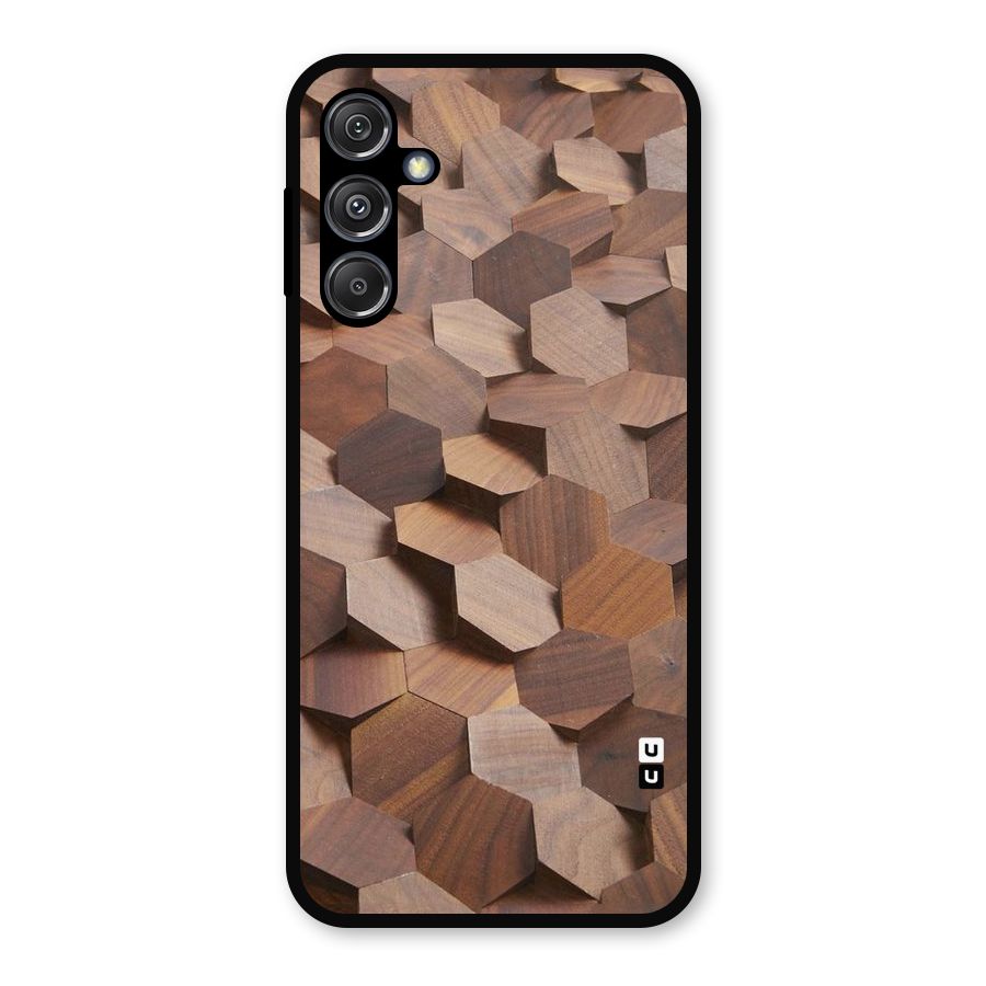 Uplifted Wood Hexagons Metal Back Case for Galaxy M34 5G